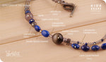 Load image into Gallery viewer, bhavaa Premium Gemstone Jewelry- Necklace. Serene Indulgence Collection, Mark-1 | Gemstones: Labradorite Faceted, Grey Golden Obsidian, Smoky Quartz Faceted, Lapis Lazuli Faceted
