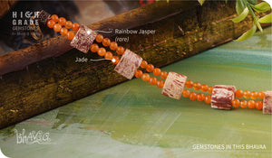 bhavaa Premium Gemstone Jewelry- Bracelet. Rustic Elegance Collection, Mark-1 | Gemstones: Brown Rainbow Jasper, Orange Jade 