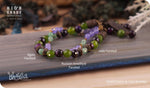 Load image into Gallery viewer, bhavaa Premium Gemstone Jewelry- Bracelet. Products Soothing Vibrancy Collection, Mark-2 | Gemstones: Green Agate Faceted, Green Jade, Purple Russian Amethyst Faceted, Purple Jade
