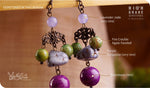 Load image into Gallery viewer, bhavaa Premium Gemstone Jewelry- Earrings. Soothing Vibrancy Collection, Mark-2 | Gemstones: Green Fire Crackle Agate Faceted, Purple Turquoise (very rare), Lavender Jade (very rare), Purple Riverstone (rare)
