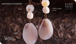 bhavaa Premium Gemstone Jewelry- Earrings. Subtle Lustre Collection, Mark-1 | Gemstones: White Agate, White Jasper