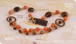 Load image into Gallery viewer, bhavaa Premium Gemstone Jewelry- Anklet. Rustic Elegance Collection, Mark-1 | Gemstones: Orange Cat&#39;s Eye Faceted, Tiger Eye, Bronzite
