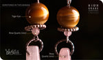 Load image into Gallery viewer, bhavaa Premium Gemstone Jewelry- Earrings. Vivacious Charm Collection, Mark-2 | Gemstones: Pink Rose Quartz, Yellow Tiger Eye, Pink Quartz 
