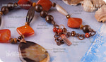 Load image into Gallery viewer, bhavaa Premium Gemstone Jewelry- Necklace. Rustic Elegance Collection, Mark-1 | Gemstones: Brown Druzy Geode Agate, Brown Smoky Quartz, Brown Dragon Veins Agate, Brown Snowflake Jasper, Brown Yellow Tiger Eye, Carnelian, Agate
