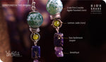 Load image into Gallery viewer, bhavaa Premium Gemstone Jewelry- Earrings. Soothing Vibrancy Collection, Mark-1 | Gemstones: Green Crab Fire Crackle Agate Faceted, Lemon Jade, Amethyst, Purple Sea Sediment Jasper
