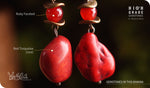 Load image into Gallery viewer, bhavaa Premium Gemstone Jewelry- Earrings. Coy Radiance Collection, Mark-1 | Gemstones: Red Turquoise, Ruby Faceted
