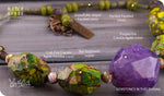 Load image into Gallery viewer, bhavaa Premium Gemstone Jewelry- Necklace. Soothing Vibrancy Collection, Mark-1 | Gemstones: Purple Fire Crackle Agate, Green Sea Sediment Jasper, Peridot, Green Snowflake Jasper Faceted, Green Crab Fire Crackle Agate Faceted
