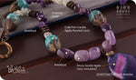 Load image into Gallery viewer, bhavaa Premium Gemstone Jewelry- Necklace. Soothing Vibrancy Collection, Mark-1 | Gemstones: Green Crab Fire Crackle Agate Faceted, Prehnite, Amethyst, Purple Druzy Geode Agate
