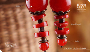 bhavaa Premium Gemstone Jewelry- Earrings. Coy Radiance Collection, Mark-1 | Gemstones: Red Jade, Red Coral 