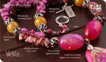 Load image into Gallery viewer, bhavaa Premium Gemstone Jewelry- Necklace. Vivacious Charm Collection, Mark-1 | Gemstones: Pink Crab Fire Crackle Agate, Pink Fire Crackle Agate Faceted, Pink Rhodochrosite, Pink Rhodonite Faceted, Yellow Fire Crackle Agate, Pink Mangesite, Jade
