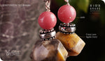 Load image into Gallery viewer, bhavaa Premium Gemstone Jewelry- Earrings. Vivacious Charm Collection, Mark-1 | Gemstones: Pink Jade, Yellow Crazy Lace Agate Faceted
