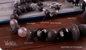 bhavaa Premium Gemstone Jewelry- Necklace. Innate Poise Collection, Mark-1 | Gemstones: Onyx Faceted, Lava, Grey Agate