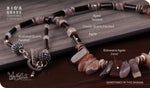 Load image into Gallery viewer, bhavaa Premium Gemstone Jewelry- Necklace. Innate Poise Collection, Mark-2 | Gemstones: Grey Botswana Agate, Agate Faceted, Grey Cloudy Quartz, Black Agate, Onyx Agate, Black Rutilated Quartz Faceted
