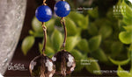 Load image into Gallery viewer, bhavaa Premium Gemstone Jewelry- Earrings. Serene Indulgence Collection, Mark-2 | Gemstones: Blue Jade Faceted, Smoky Quartz Faceted
