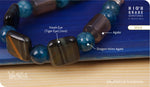 Load image into Gallery viewer, bhavaa Premium Gemstone Jewelry- Bracelet. Serene Indulgence Collection, Mark-2 | Gemstones: Grey Agate, Blue Dragon Veins Agate, Grey Hawk Eye (Tiger Eye)
