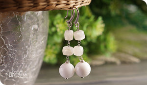 bhavaa Premium Gemstone Jewelry- Earrings. Subtle Lustre Collection, Mark-1 | Gemstones: White Jade, Moonstone Faceted