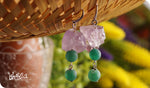 Load image into Gallery viewer, bhavaa Premium Gemstone Jewelry- Earrings. Soothing Vibrancy Collection, Mark-2 | Gemstones: Green Dream Fire Agate, Amethyst
