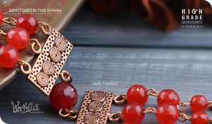 bhavaa Premium Gemstone Jewelry- Bracelet. Coy Radiance Collection, Mark-1 | Gemstones: Red Jade