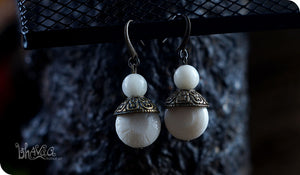 bhavaa Premium Gemstone Jewelry- Earrings. Subtle Lustre Collection, Mark-2 | Gemstones: White Jade, White Sponge Coral