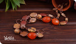 Load image into Gallery viewer, bhavaa Premium Gemstone Jewelry- Necklace. Rustic Elegance Collection, Mark-1 | Gemstones:  Brown Picasso Jasper, Brown Picture Jasper, Brown Imperial Jasper, Orange Carnelian
