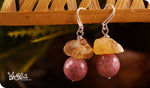 Load image into Gallery viewer, bhavaa Premium Gemstone Jewelry- Earrings. Vivacious Charm Collection, Mark-1 | Gemstones: Rhodonite Faceted, Citrine Quartz
