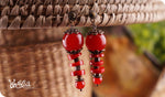 Load image into Gallery viewer, bhavaa Premium Gemstone Jewelry- Earrings. Coy Radiance Collection, Mark-1 | Gemstones: Red Jade, Red Coral 
