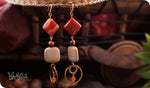 Load image into Gallery viewer, bhavaa Premium Gemstone Jewelry- Earrings. Rustic Elegance Collection, Mark-2 | Gemstones: Orange Agate, Brown Imperial Jasper, Orange South American Topaz Faceted, Brown Agate Faceted
