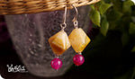 Load image into Gallery viewer, bhavaa Premium Gemstone Jewelry- Earrings. Vivacious Charm Collection, Mark-2 | Gemstones: Pink Fire Crackle Agate, Yellow Fire Crackle Agate
