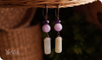 Load image into Gallery viewer, bhavaa Premium Gemstone Jewelry- Earrings. Soothing Vibrancy Collection, Mark-1 | Gemstones: Amethyst, White Jade
