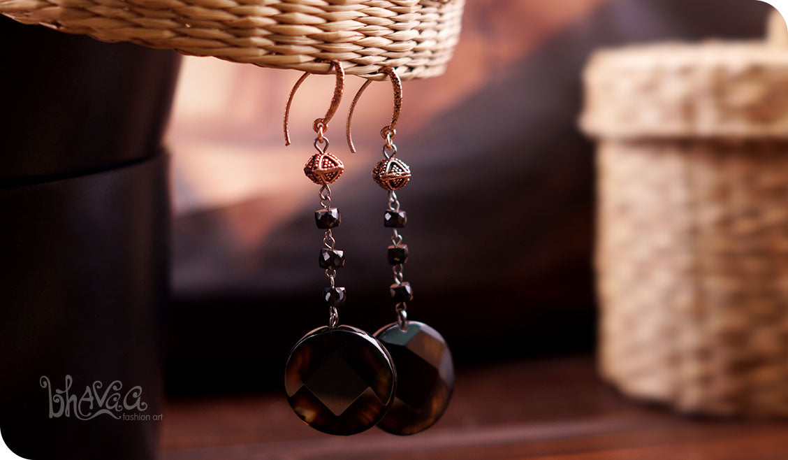 bhavaa Premium Gemstone Jewelry- Earrings. Innate Poise Collection, Mark-1 | Gemstones: Black Agate Faceted, Onyx Faceted