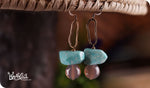 Load image into Gallery viewer, bhavaa Premium Gemstone Jewelry- Earrings. Serene Indulgence Collection, Mark-1 | Gemstones: Blue Amazonite Faceted, Grey Agate
