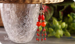 Load image into Gallery viewer, bhavaa Premium Gemstone Jewelry- Earrings. Coy Radiance Collection, Mark-1 | Gemstones: Red Fire Crackle Agate, Red Agate, Red Coral Faceted, Red Coral
