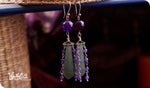 Load image into Gallery viewer, bhavaa Premium Gemstone Jewelry- Earrings. Soothing Vibrancy Collection, Mark-1 | Gemstones: Aventurine, Lavender Jade, Purple Agate Faceted
