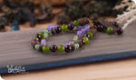 Load image into Gallery viewer, bhavaa Premium Gemstone Jewelry- Bracelet. Products Soothing Vibrancy Collection, Mark-2 | Gemstones: Green Agate Faceted, Green Jade, Purple Russian Amethyst Faceted, Purple Jade
