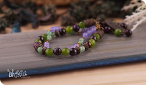 bhavaa Premium Gemstone Jewelry- Bracelet. Products Soothing Vibrancy Collection, Mark-2 | Gemstones: Green Agate Faceted, Green Jade, Purple Russian Amethyst Faceted, Purple Jade