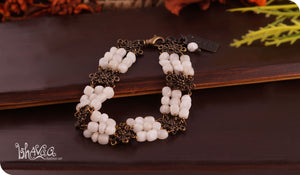 bhavaa Premium Gemstone Jewelry- Bracelet. Subtle Luster Collection, Mark-1| Gemstones: White Jade