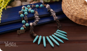 bhavaa Premium Gemstone Jewelry- Necklace. Serene Indulgence Collection, Mark-2 | Gemstones: Silk Jasper, Blue Howlite