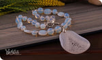 Load image into Gallery viewer, bhavaa Premium Gemstone Jewelry- Necklace. Subtle Luster Collection, Mark-1 | Gemstones: White Druzy Geode Agate Pendant, Sri Lankan Moonstone Faceted, Sri Lankan Moonstone, White Opal
