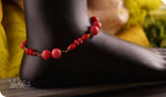 Load image into Gallery viewer, bhavaa Premium Gemstone Jewelry- Anklet. Coy Radiance Collection, Mark-1 | Gemstones: Red Coral Faceted, Red Coral, Red Jade, Red Ruby Faceted
