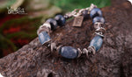 Load image into Gallery viewer, bhavaa Premium Gemstone Jewelry- Bracelet. Innate Poise Collection, Mark-1 | Gemstones: Grey-Black Agate Faceted, Grey Agate Faceted, Grey Brazilian Aquamarine Faceted, Hematite
