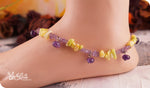 Load image into Gallery viewer, bhavaa Premium Gemstone Jewelry- Anklet. Soothing Vibrancy Collection, Mark-1 | Gemstones: Green Coral, Amethyst
