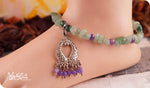 Load image into Gallery viewer, bhavaa Premium Gemstone Jewelry- Anklet. Soothing Vibrancy Collection, Mark-1 | Gemstones: Green Dragon Veins Agate, Purple Fire Crackle Agate, Lavender Jade, Green Aventurine
