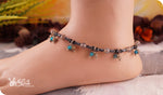 Load image into Gallery viewer, bhavaa Premium Gemstone Jewelry- Anklet. Serene Indulgence Collection, Mark-1 | Gemstones: Blue Jade, Feldspar, Snowflake Obsidian, Larvikite
