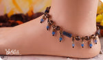 Load image into Gallery viewer, bhavaa Premium Gemstone Jewelry- Anklet. Serene Indulgence Collection, Mark-1 | Gemstones: Blue Jade, Lapis Lazuli, Feldspar, Smoky Quartz Faceted
