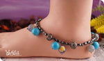 Load image into Gallery viewer, bhavaa Premium Gemstone Jewelry- Anklet. Serene Indulgence Collection, Mark-1 | Gemstones: Grey Crab Agate Faceted, Blue Howlite, Grey Coral, Blue Cat&#39;s eye, Hematite, Larvikite
