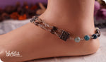 Load image into Gallery viewer, bhavaa Premium Gemstone Jewelry- Anklet. Serene Indulgence Collection, Mark-1 | Gemstones: Grey Tourmalinated Quartz, South American Topaz, Blue Fire Crackle Agate, Grey Smoky Quartz
