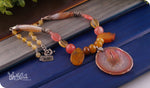 Load image into Gallery viewer, bhavaa Premium Gemstone Jewelry- Necklace. Vivacious Charm Collection, Mark-1 | Gemstones: Pink Crystal Agate, Pink Watermelon Tourmaline, Yellow Fire Crackle Agate, Pink Banded Agate, Pink Cherry Quartz Faceted, Yellow Citrine Quartz, Pink rose Quartz Faceted, Yellow Agate Faceted
