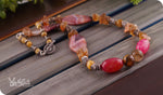 Load image into Gallery viewer, bhavaa Premium Gemstone Jewelry- Necklace. Vivacious Charm Collection, Mark-1 | Gemstones: Pink Banded Agate, Pink Agate Faceted, Cherry Quartz Faceted, Tiger Eye, Citrine
