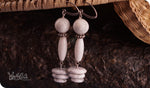 Load image into Gallery viewer, bhavaa Premium Gemstone Jewelry- Earrings. Subtle Lustre Collection, Mark-1 | Gemstones: White Jade, White Coral, White Howlite
