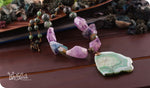 Load image into Gallery viewer, bhavaa Premium Gemstone Jewelry- Necklace. Soothing Vibrancy Collection, Mark-1 | Gemstones: Green Druzy Geode Agate, Green Fluorite, Green Zoisite Faceted, Banded Agate Faceted, Amethyst Faceted
